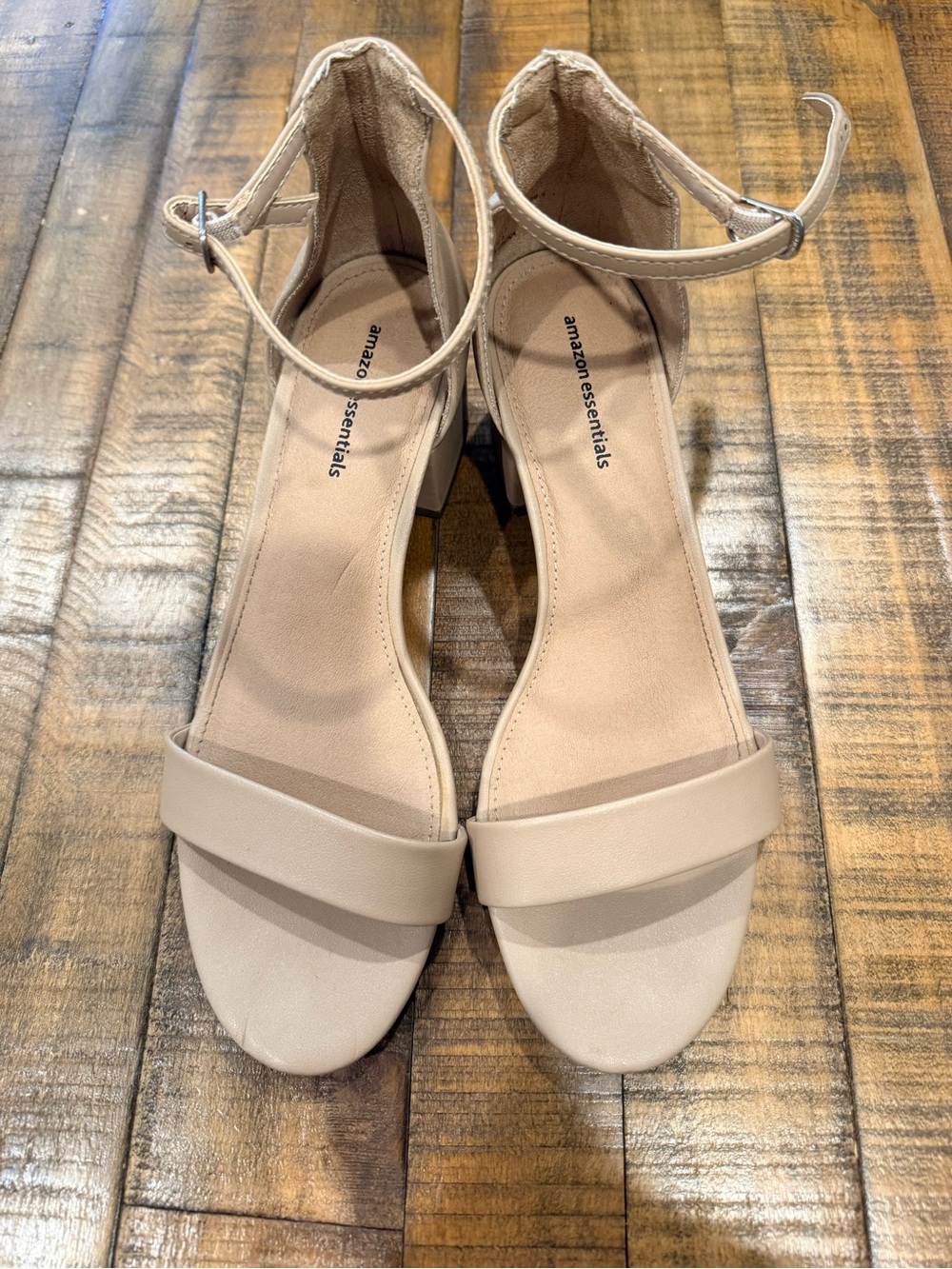 Amazon Essentials Nude Beige Ankle-Strap Block Heel Sandals